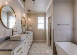 baroque inspired white marble bathroom