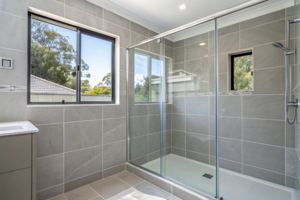 Newly tiled shower recess after professional tile replacement in Townsville